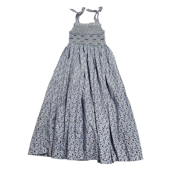 LSJ Studio Smocked Dress in Vintage Blue Floral Print - Picture 1 of 6